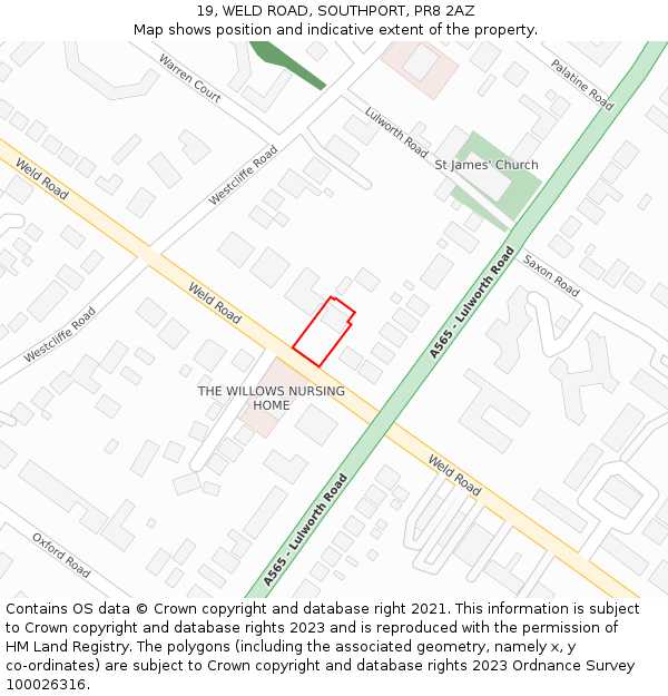 19, WELD ROAD, SOUTHPORT, PR8 2AZ: Location map and indicative extent of plot