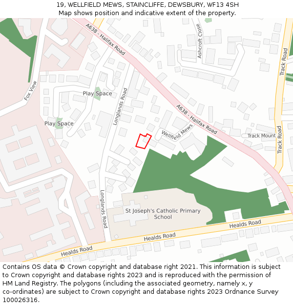 19, WELLFIELD MEWS, STAINCLIFFE, DEWSBURY, WF13 4SH: Location map and indicative extent of plot