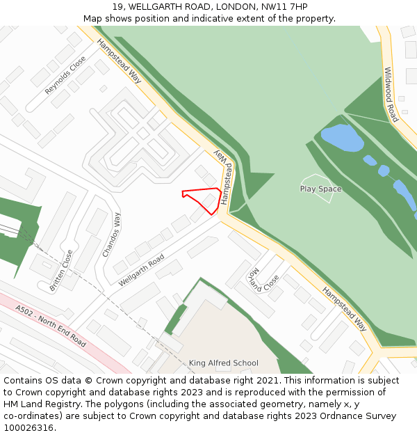 19, WELLGARTH ROAD, LONDON, NW11 7HP: Location map and indicative extent of plot