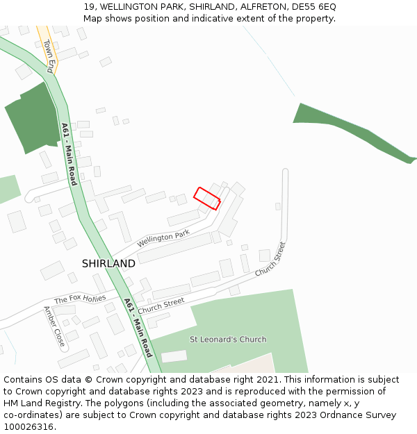 19, WELLINGTON PARK, SHIRLAND, ALFRETON, DE55 6EQ: Location map and indicative extent of plot