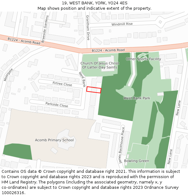 19, WEST BANK, YORK, YO24 4ES: Location map and indicative extent of plot