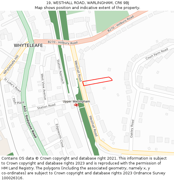 19, WESTHALL ROAD, WARLINGHAM, CR6 9BJ: Location map and indicative extent of plot