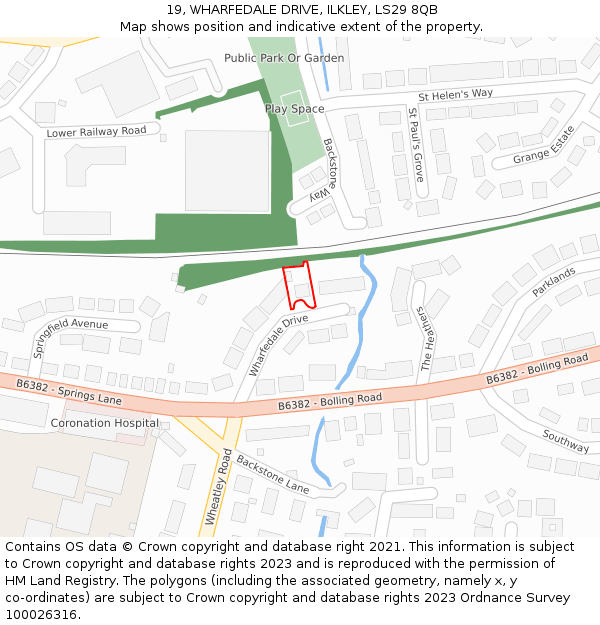 19, WHARFEDALE DRIVE, ILKLEY, LS29 8QB: Location map and indicative extent of plot