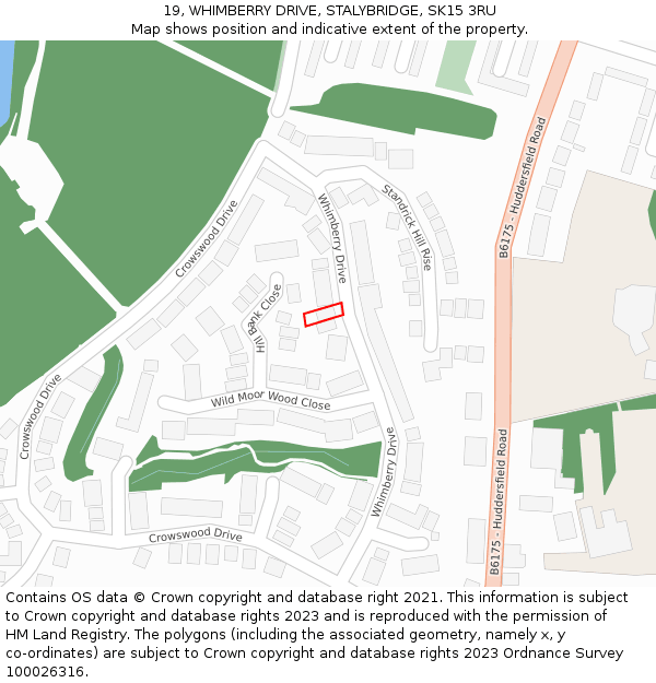 19, WHIMBERRY DRIVE, STALYBRIDGE, SK15 3RU: Location map and indicative extent of plot