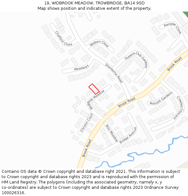 19, WIDBROOK MEADOW, TROWBRIDGE, BA14 9SD: Location map and indicative extent of plot