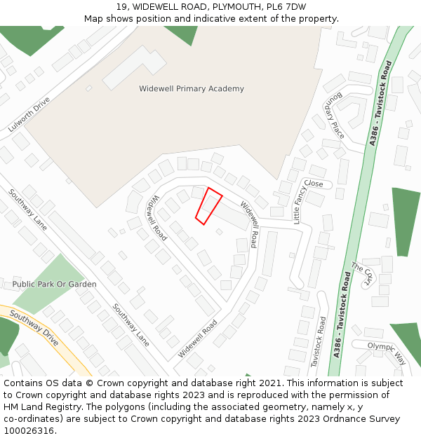 19, WIDEWELL ROAD, PLYMOUTH, PL6 7DW: Location map and indicative extent of plot