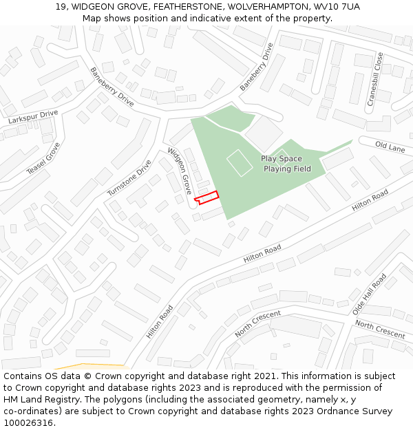 19, WIDGEON GROVE, FEATHERSTONE, WOLVERHAMPTON, WV10 7UA: Location map and indicative extent of plot