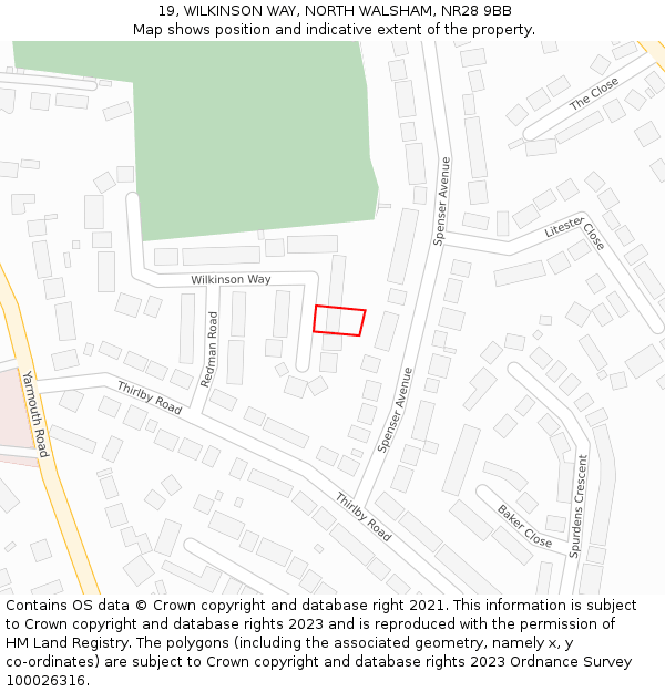 19, WILKINSON WAY, NORTH WALSHAM, NR28 9BB: Location map and indicative extent of plot