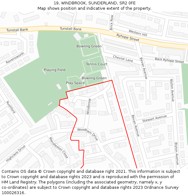 19, WINDBROOK, SUNDERLAND, SR2 0FE: Location map and indicative extent of plot