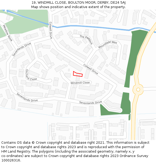 19, WINDMILL CLOSE, BOULTON MOOR, DERBY, DE24 5AJ: Location map and indicative extent of plot