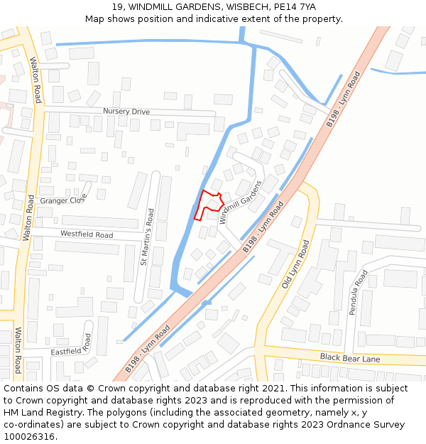 19, WINDMILL GARDENS, WISBECH, PE14 7YA: Location map and indicative extent of plot