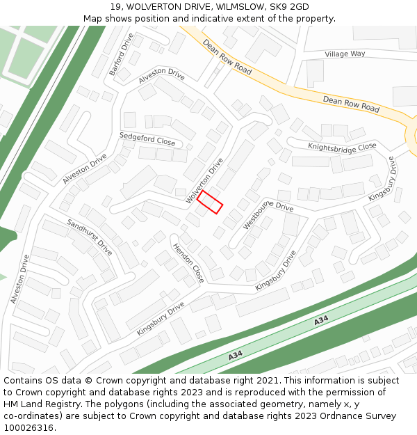 19, WOLVERTON DRIVE, WILMSLOW, SK9 2GD: Location map and indicative extent of plot