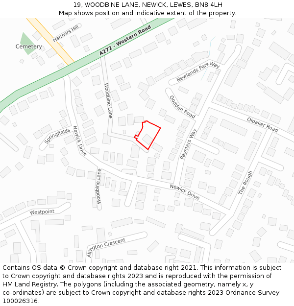 19, WOODBINE LANE, NEWICK, LEWES, BN8 4LH: Location map and indicative extent of plot