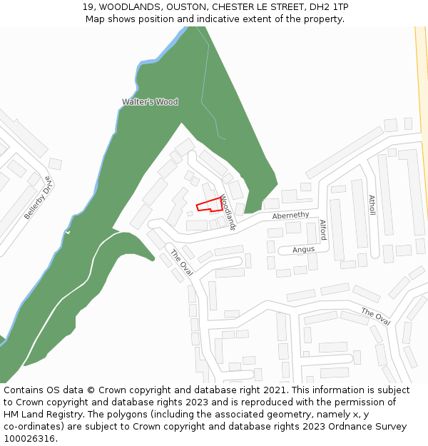 19, WOODLANDS, OUSTON, CHESTER LE STREET, DH2 1TP: Location map and indicative extent of plot