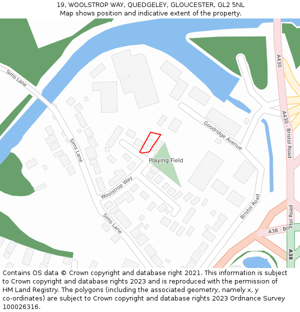 19, WOOLSTROP WAY, QUEDGELEY, GLOUCESTER, GL2 5NL: Location map and indicative extent of plot