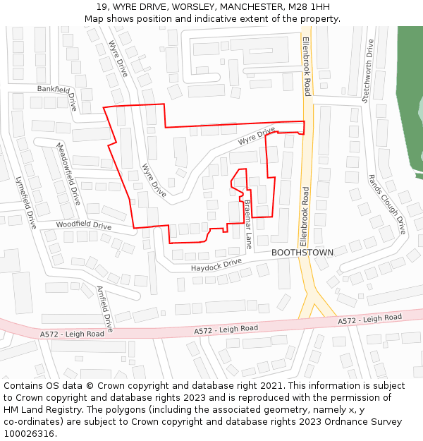 19, WYRE DRIVE, WORSLEY, MANCHESTER, M28 1HH: Location map and indicative extent of plot