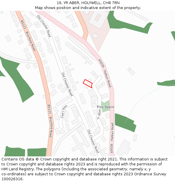 19, YR ABER, HOLYWELL, CH8 7RN: Location map and indicative extent of plot
