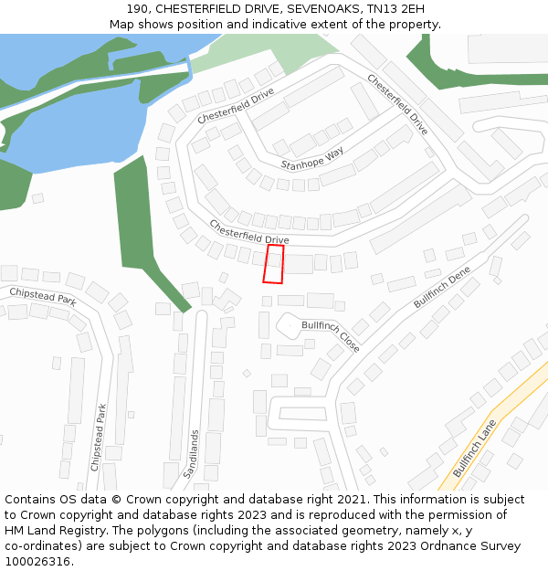 190, CHESTERFIELD DRIVE, SEVENOAKS, TN13 2EH: Location map and indicative extent of plot