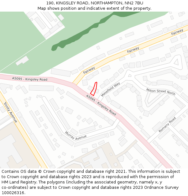 190, KINGSLEY ROAD, NORTHAMPTON, NN2 7BU: Location map and indicative extent of plot