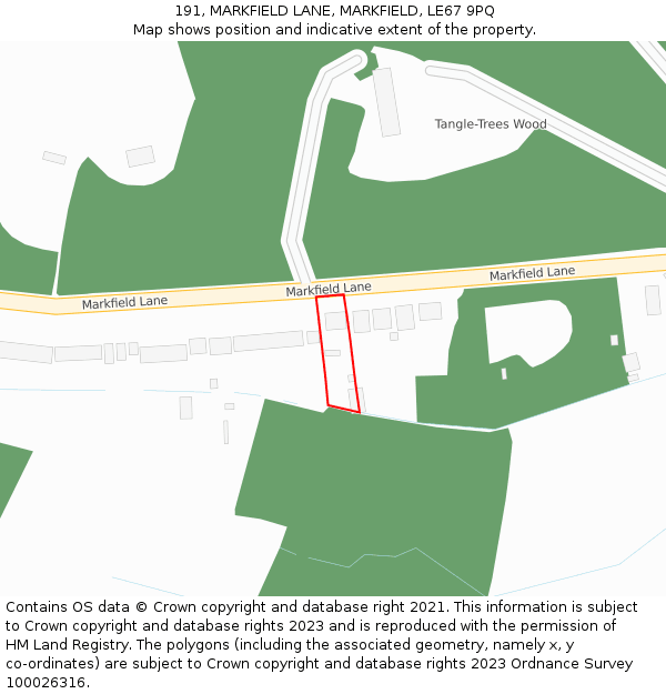191, MARKFIELD LANE, MARKFIELD, LE67 9PQ: Location map and indicative extent of plot