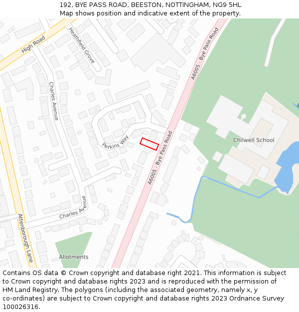 192, BYE PASS ROAD, BEESTON, NOTTINGHAM, NG9 5HL: Location map and indicative extent of plot