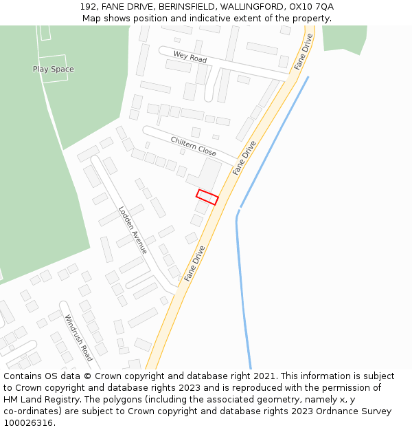 192, FANE DRIVE, BERINSFIELD, WALLINGFORD, OX10 7QA: Location map and indicative extent of plot