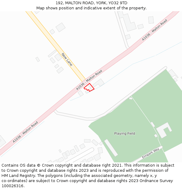 192, MALTON ROAD, YORK, YO32 9TD: Location map and indicative extent of plot