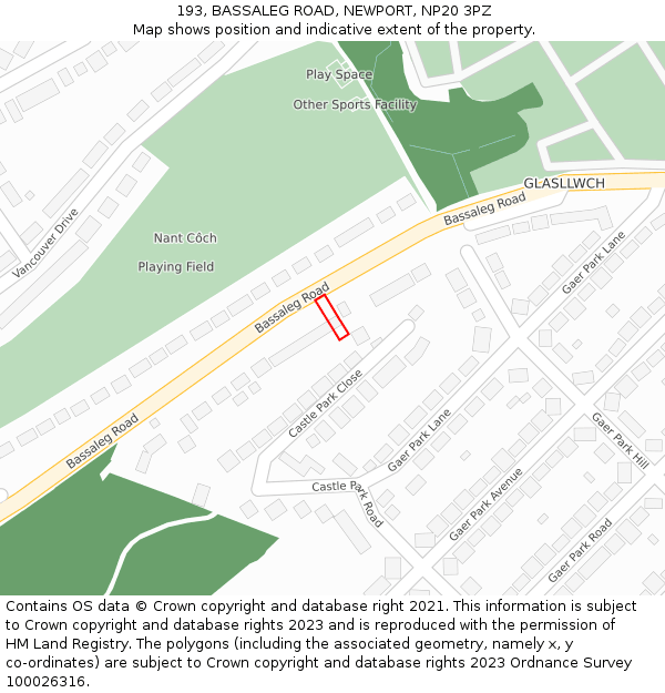 193, BASSALEG ROAD, NEWPORT, NP20 3PZ: Location map and indicative extent of plot