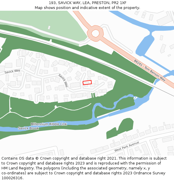 193, SAVICK WAY, LEA, PRESTON, PR2 1XF: Location map and indicative extent of plot