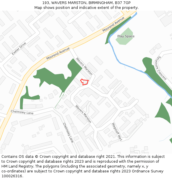 193, WAVERS MARSTON, BIRMINGHAM, B37 7GP: Location map and indicative extent of plot