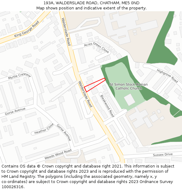 193A, WALDERSLADE ROAD, CHATHAM, ME5 0ND: Location map and indicative extent of plot