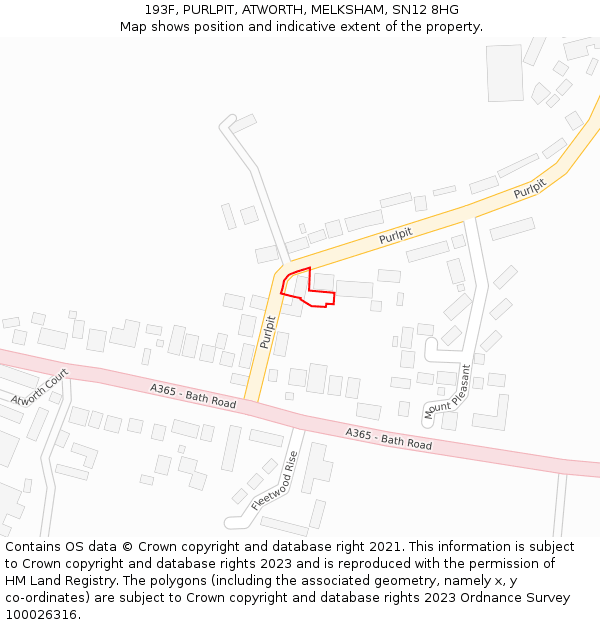 193F, PURLPIT, ATWORTH, MELKSHAM, SN12 8HG: Location map and indicative extent of plot