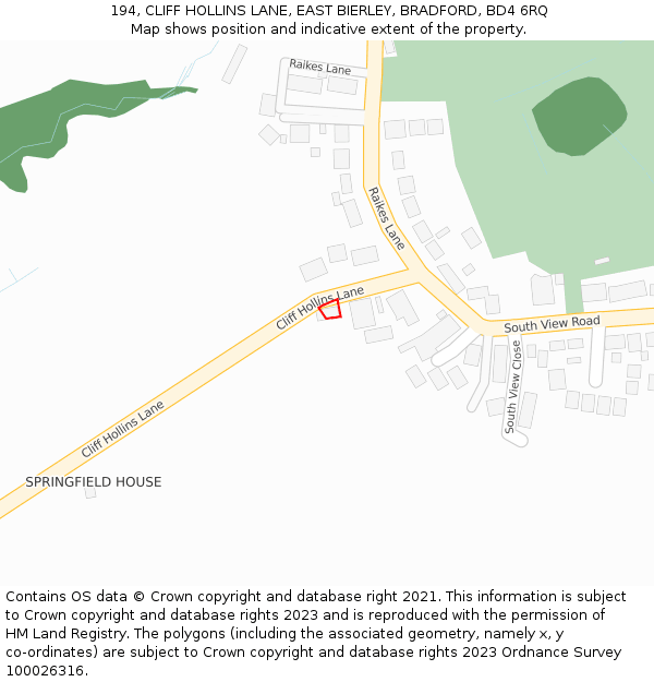 194, CLIFF HOLLINS LANE, EAST BIERLEY, BRADFORD, BD4 6RQ: Location map and indicative extent of plot