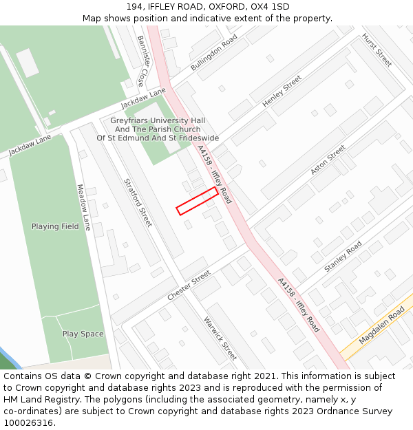 194, IFFLEY ROAD, OXFORD, OX4 1SD: Location map and indicative extent of plot