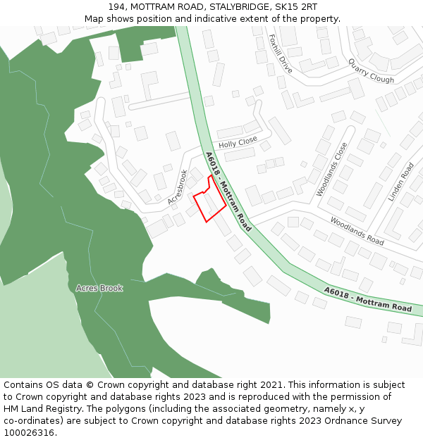 194, MOTTRAM ROAD, STALYBRIDGE, SK15 2RT: Location map and indicative extent of plot