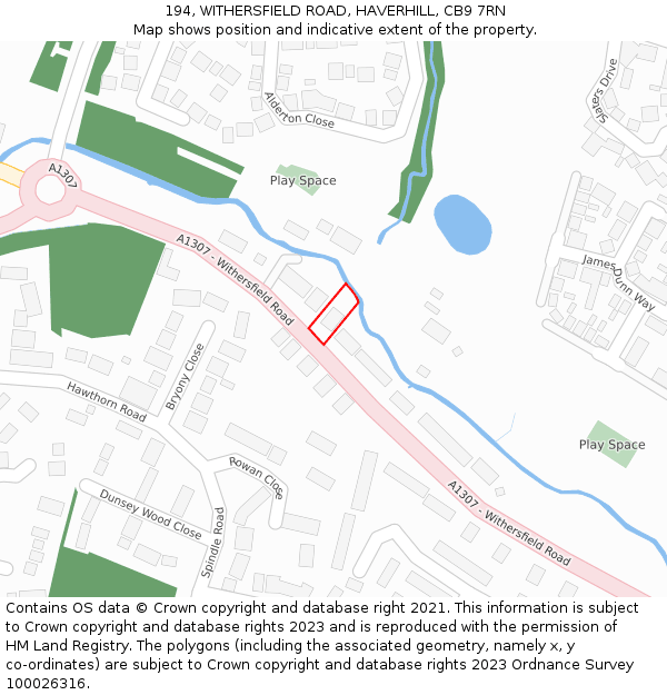 194, WITHERSFIELD ROAD, HAVERHILL, CB9 7RN: Location map and indicative extent of plot