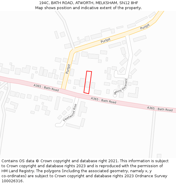 194C, BATH ROAD, ATWORTH, MELKSHAM, SN12 8HF: Location map and indicative extent of plot