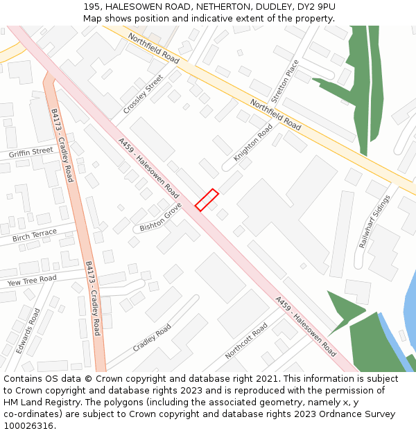 195, HALESOWEN ROAD, NETHERTON, DUDLEY, DY2 9PU: Location map and indicative extent of plot