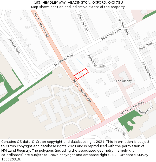 195, HEADLEY WAY, HEADINGTON, OXFORD, OX3 7SU: Location map and indicative extent of plot