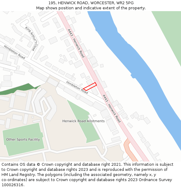 195, HENWICK ROAD, WORCESTER, WR2 5PG: Location map and indicative extent of plot