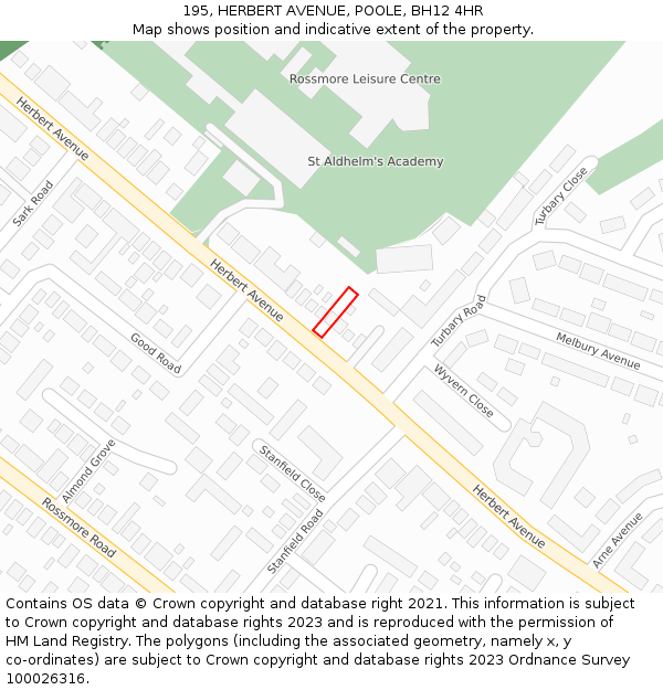 195, HERBERT AVENUE, POOLE, BH12 4HR: Location map and indicative extent of plot