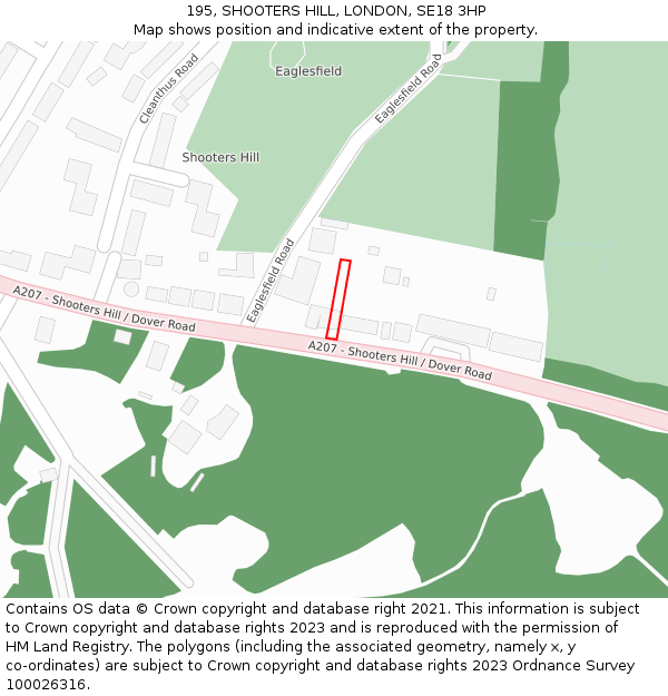 195, SHOOTERS HILL, LONDON, SE18 3HP: Location map and indicative extent of plot