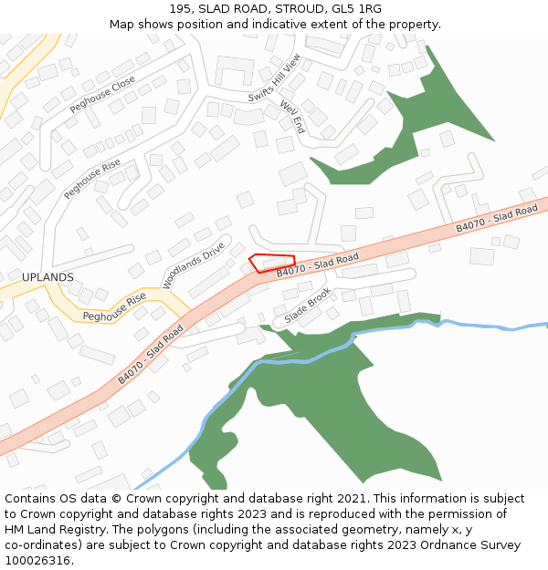 195, SLAD ROAD, STROUD, GL5 1RG: Location map and indicative extent of plot