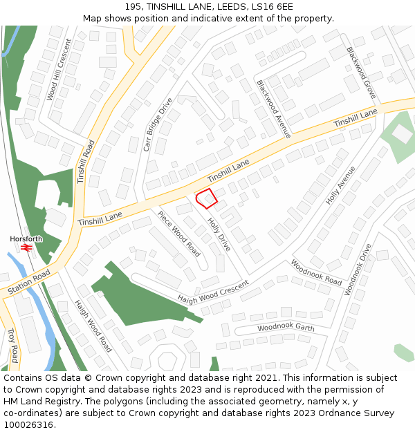 195, TINSHILL LANE, LEEDS, LS16 6EE: Location map and indicative extent of plot