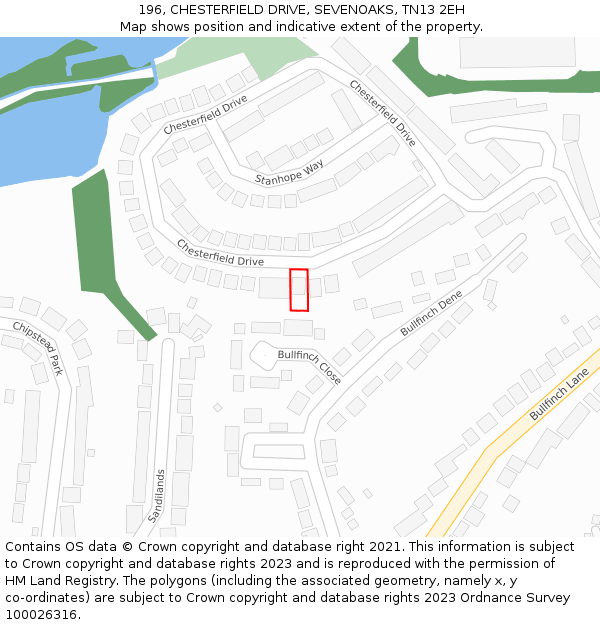 196, CHESTERFIELD DRIVE, SEVENOAKS, TN13 2EH: Location map and indicative extent of plot