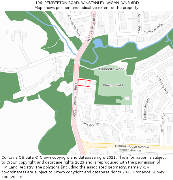 196, PEMBERTON ROAD, WINSTANLEY, WIGAN, WN3 6DD: Location map and indicative extent of plot