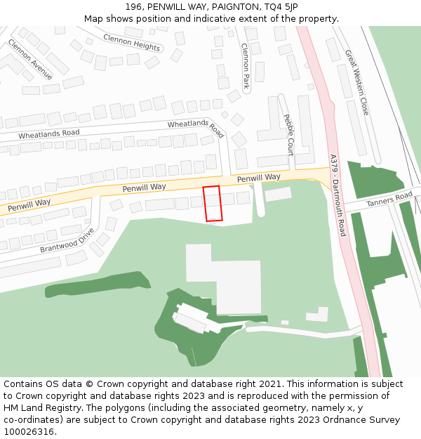 196, PENWILL WAY, PAIGNTON, TQ4 5JP: Location map and indicative extent of plot