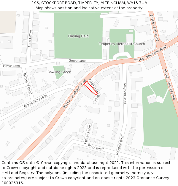 196, STOCKPORT ROAD, TIMPERLEY, ALTRINCHAM, WA15 7UA: Location map and indicative extent of plot