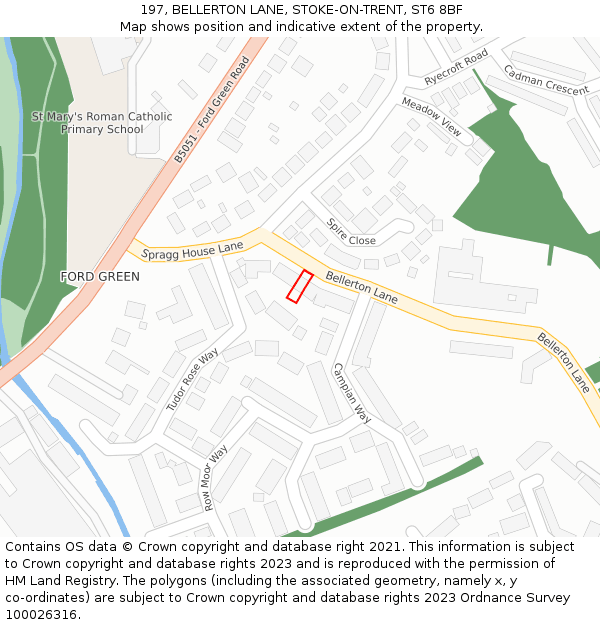 197, BELLERTON LANE, STOKE-ON-TRENT, ST6 8BF: Location map and indicative extent of plot