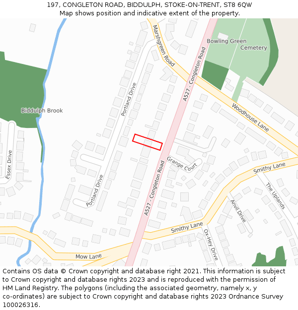 197, CONGLETON ROAD, BIDDULPH, STOKE-ON-TRENT, ST8 6QW: Location map and indicative extent of plot